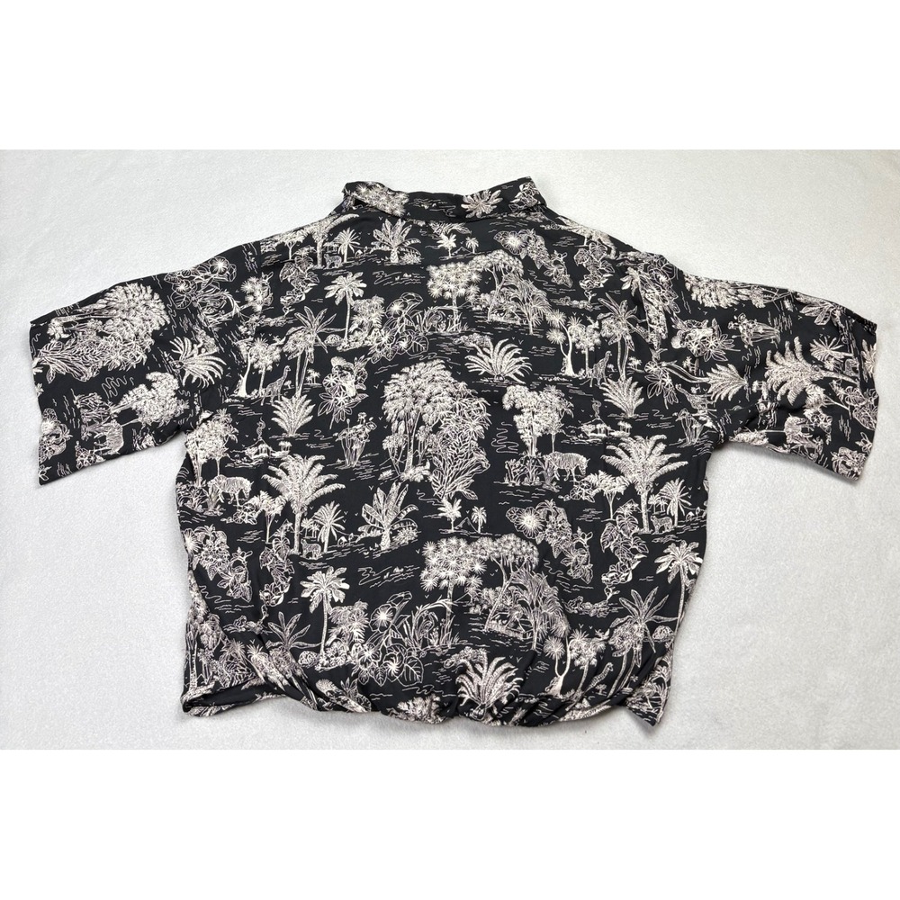 Topshop Tropical Jungle Toile Tie Front Shirt Black US 6 Modal - Picture 4 of 9